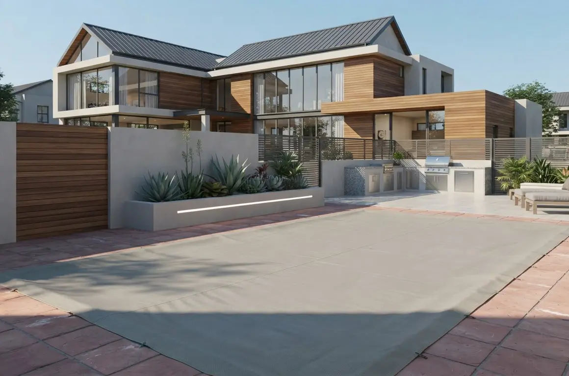 solid brown pool cover