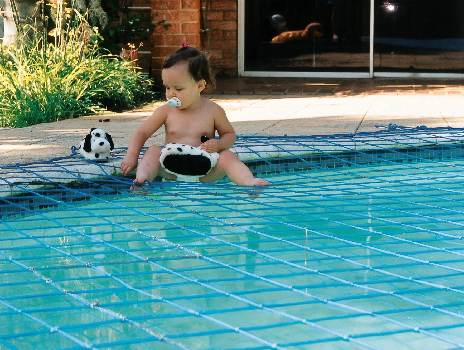 Secure-A-Pool pool safety net protecting a residential swimming pool